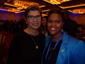 IN THE CROWD FOR PELOSI'S SPEECH: Senator Nellie Pou and Assemblywoman Shavonda Sumter of LD35.