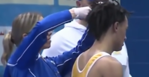 A high school wrestler gets an infamous pre-match haircut at Buena.