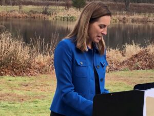 Sherrill receives her environmental award.