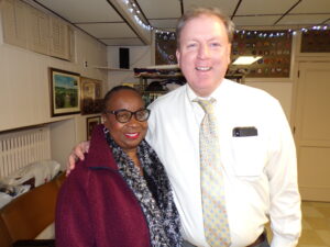 Local Party Leader and Union Twp. Community Development Director Bertha Mathews and Senator Joe Cryan (D-20).