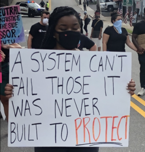 A justice for George Floyd protester in Boonton.